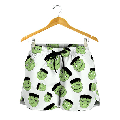 Halloween Frankenstein Pattern Print Women's Shorts