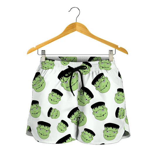 Halloween Frankenstein Pattern Print Women's Shorts