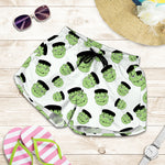Halloween Frankenstein Pattern Print Women's Shorts