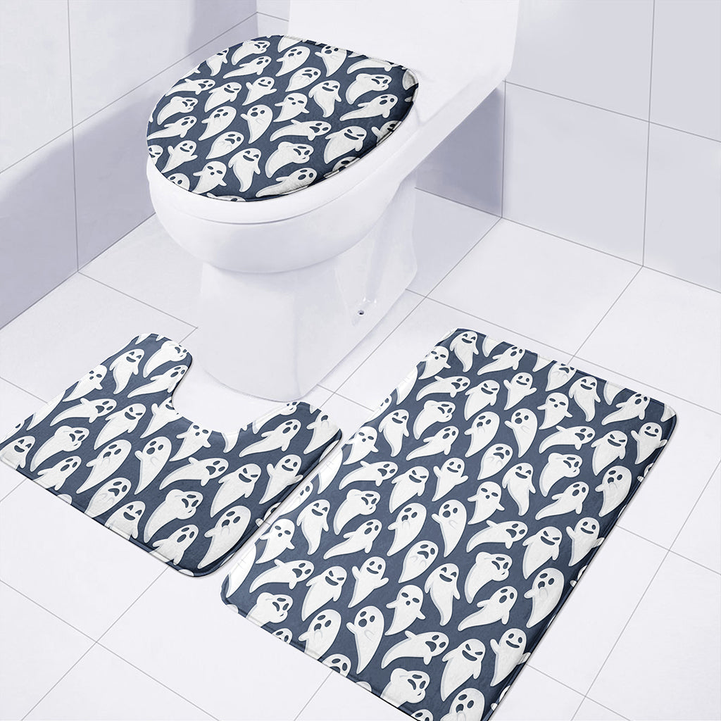 Halloween Ghost Pattern Print 3 Piece Bath Mat Set