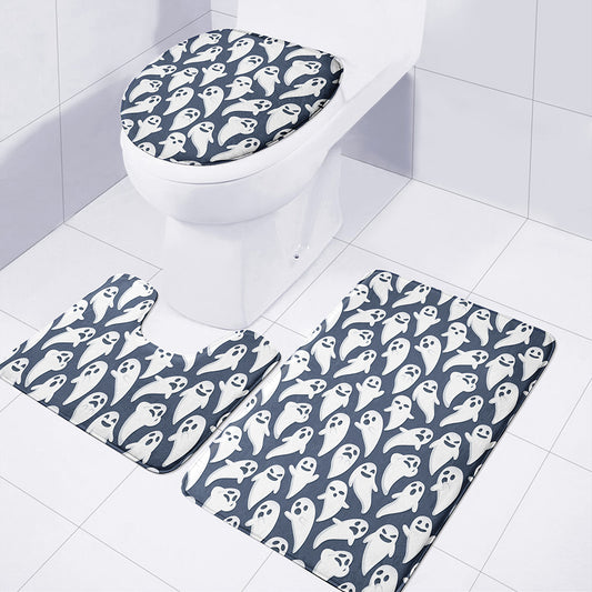 Halloween Ghost Pattern Print 3 Piece Bath Mat Set