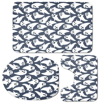 Halloween Ghost Pattern Print 3 Piece Bath Mat Set