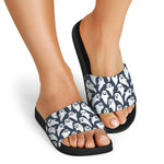 Halloween Ghost Pattern Print Black Slide Sandals