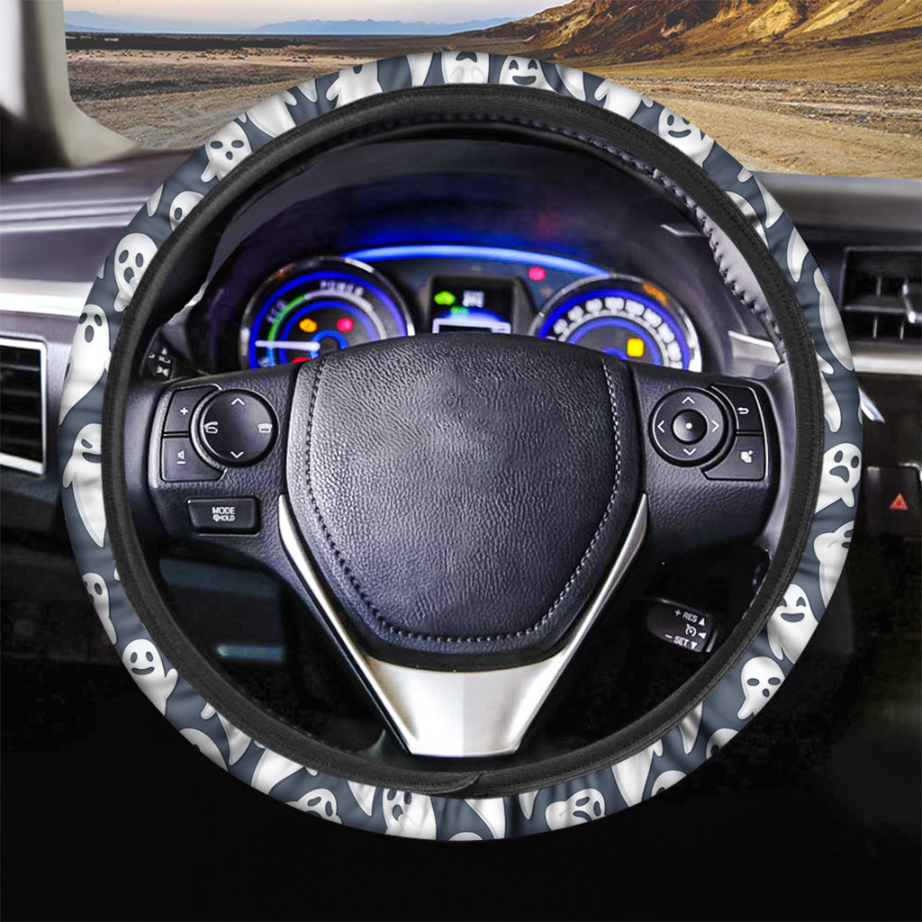 Halloween Ghost Pattern Print Car Steering Wheel Cover