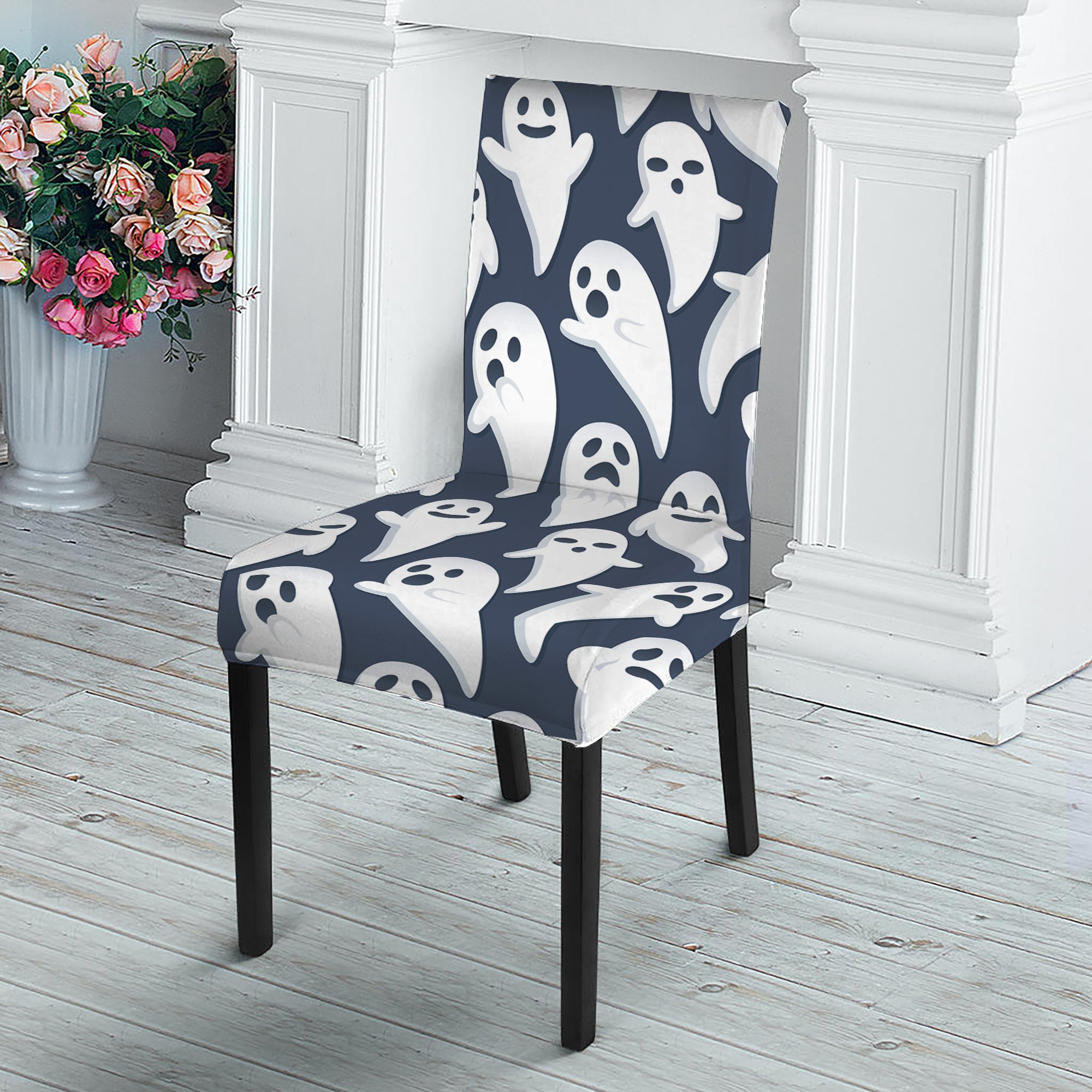 Halloween Ghost Pattern Print Dining Chair Slipcover