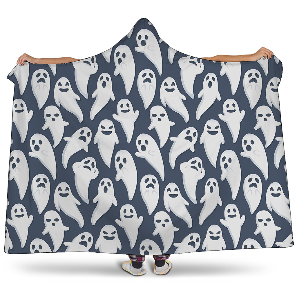 Halloween Ghost Pattern Print Hooded Blanket