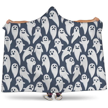 Halloween Ghost Pattern Print Hooded Blanket