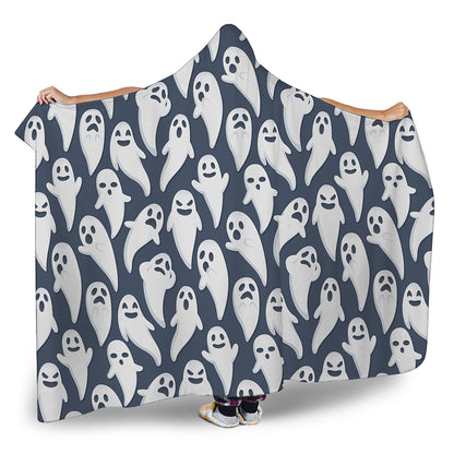 Halloween Ghost Pattern Print Hooded Blanket