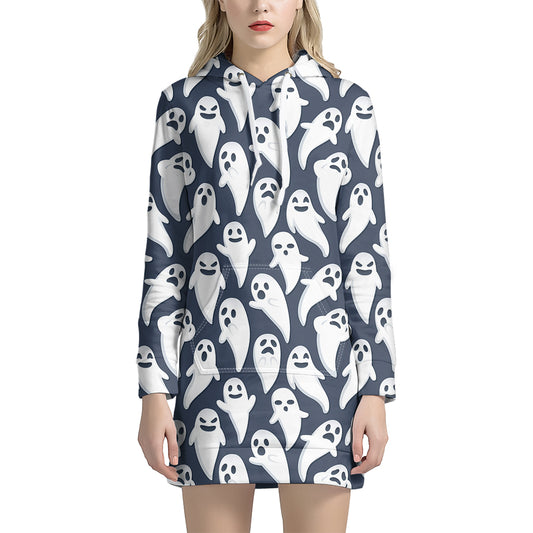 Halloween Ghost Pattern Print Hoodie Dress