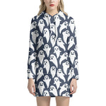 Halloween Ghost Pattern Print Hoodie Dress