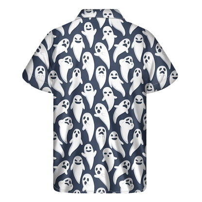 Halloween Ghost Pattern Print Men's Short Sleeve Shirt