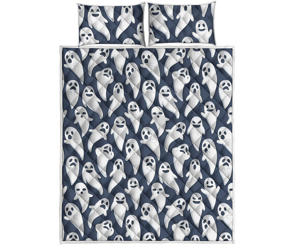 Halloween Ghost Pattern Print Quilt Bed Set