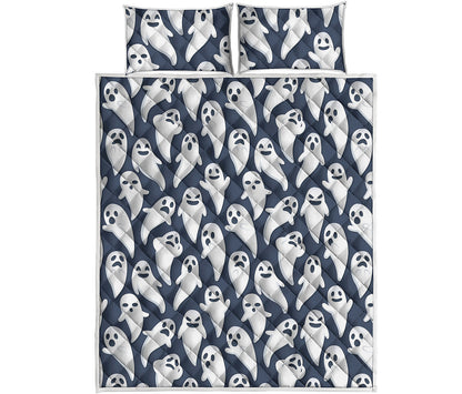 Halloween Ghost Pattern Print Quilt Bed Set