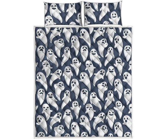 Halloween Ghost Pattern Print Quilt Bed Set