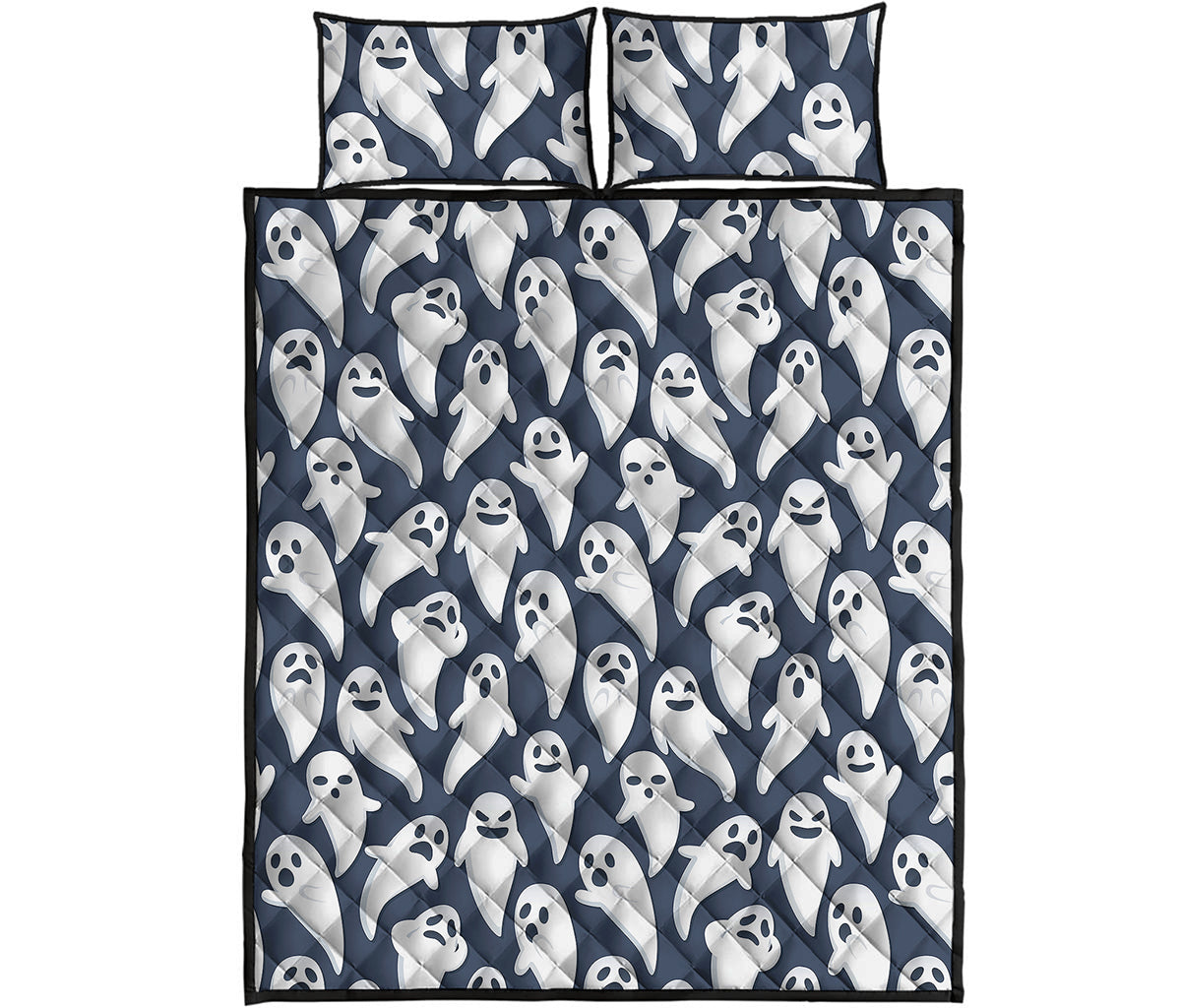 Halloween Ghost Pattern Print Quilt Bed Set