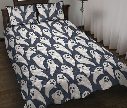 Halloween Ghost Pattern Print Quilt Bed Set