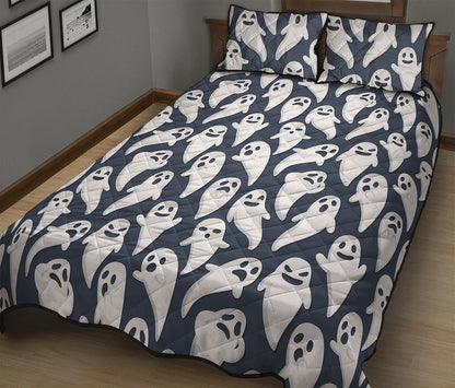 Halloween Ghost Pattern Print Quilt Bed Set