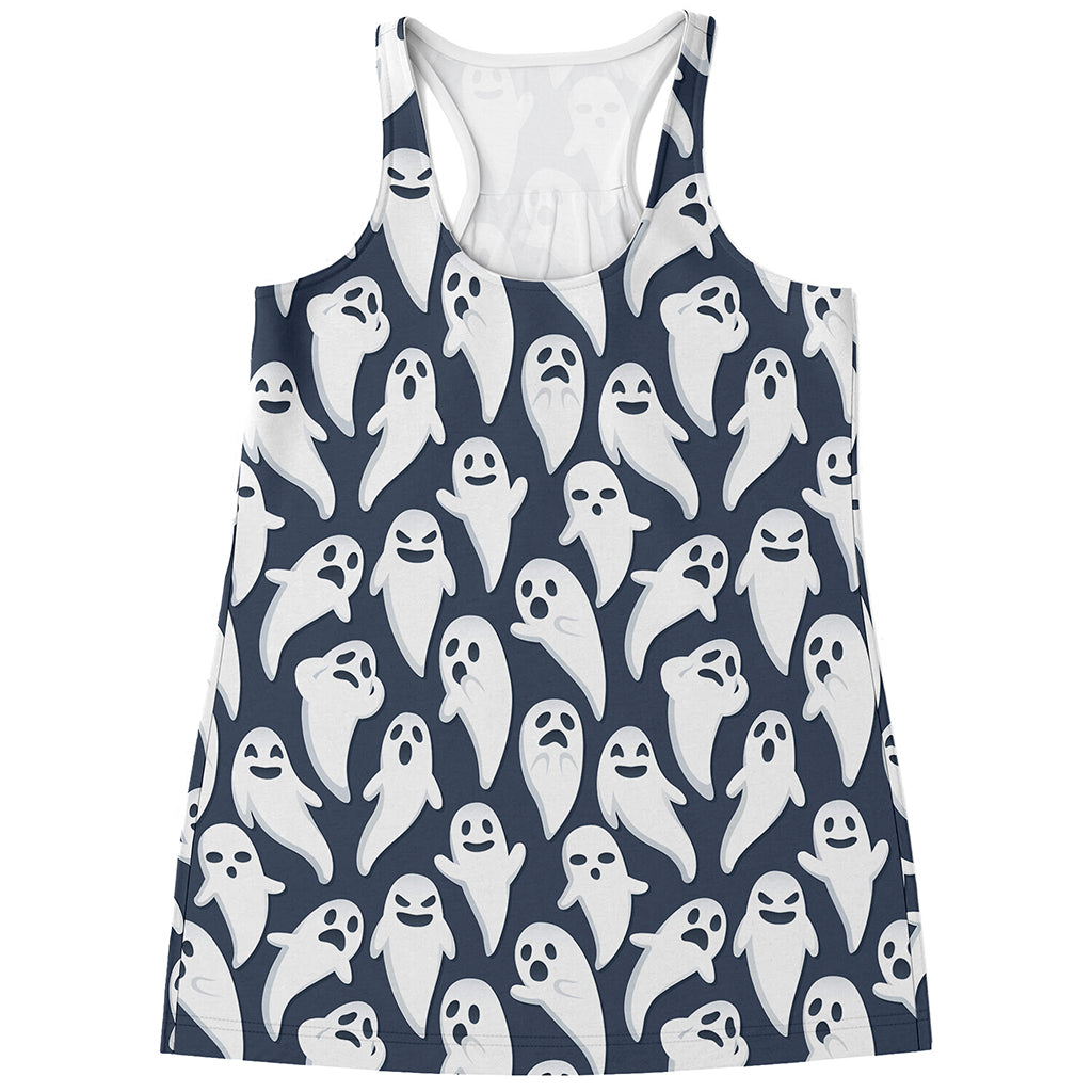 Halloween Ghost Pattern Print Women's Racerback Tank Top