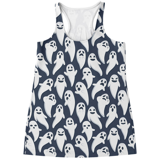Halloween Ghost Pattern Print Women's Racerback Tank Top