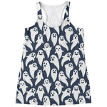 Halloween Ghost Pattern Print Women's Racerback Tank Top