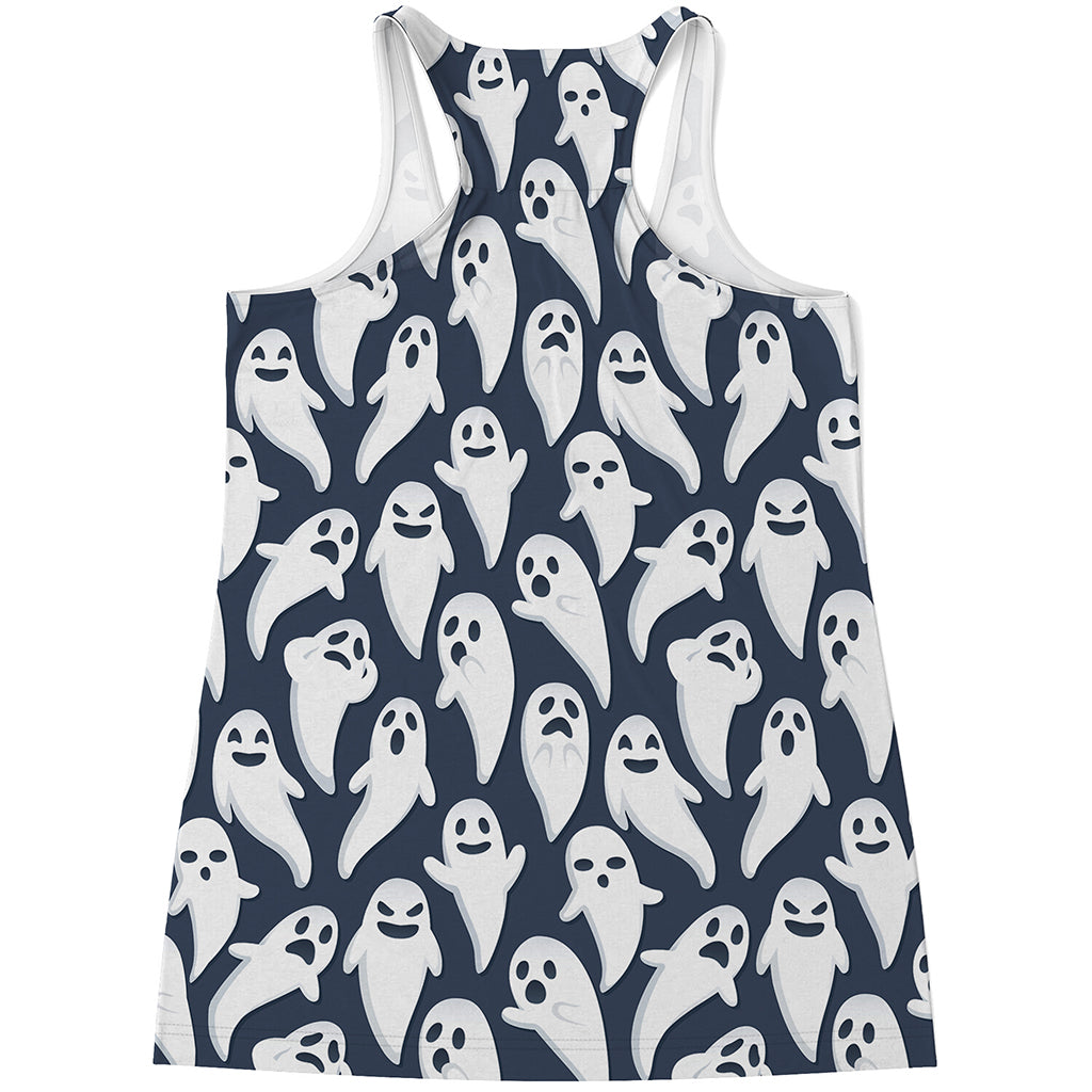 Halloween Ghost Pattern Print Women's Racerback Tank Top