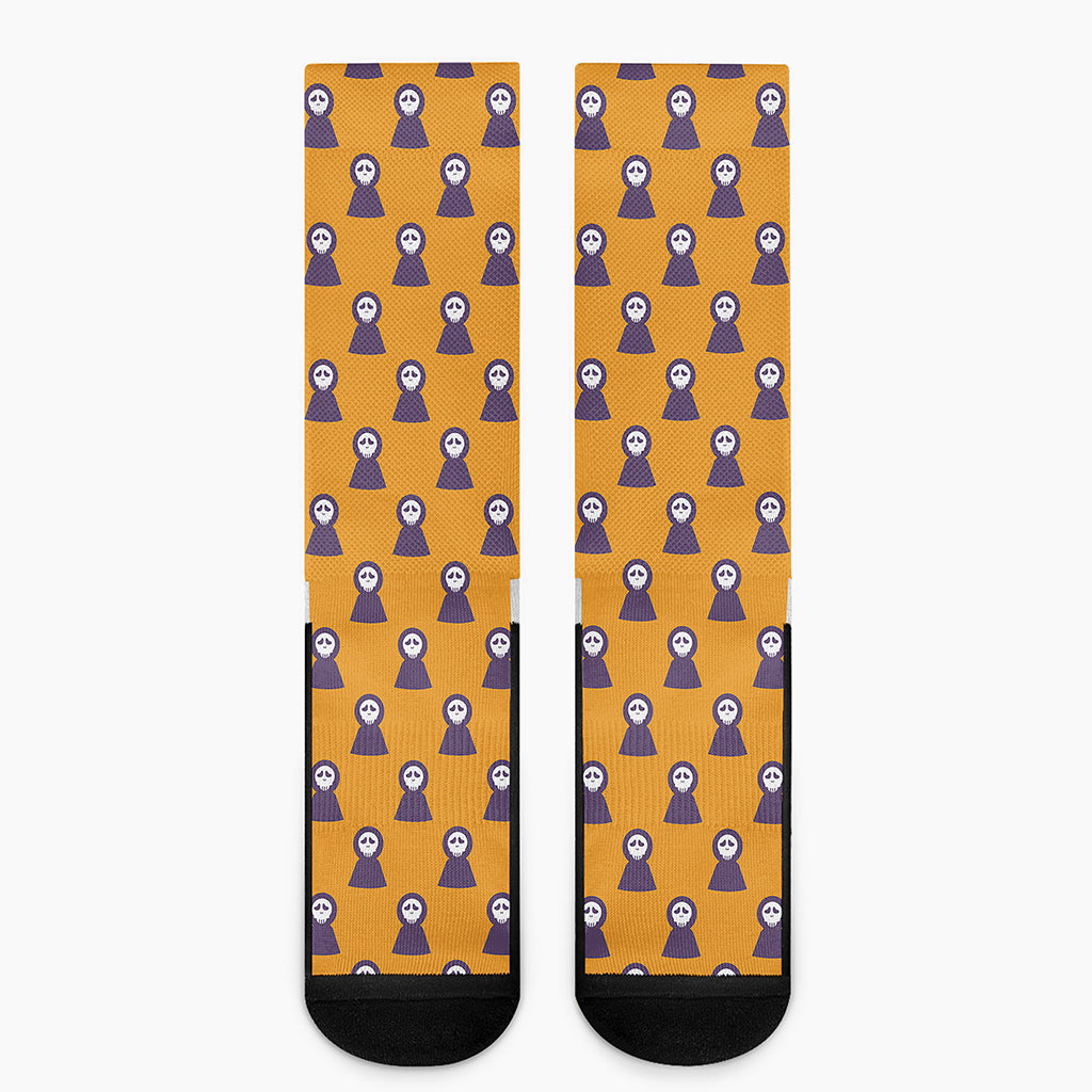 Halloween Grim Reaper Pattern Print Crew Socks