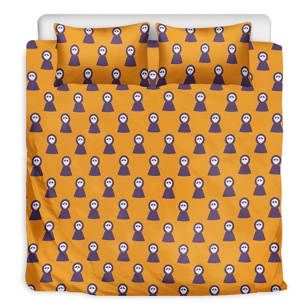 Halloween Grim Reaper Pattern Print Duvet Cover Bedding Set