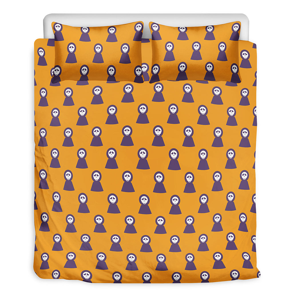 Halloween Grim Reaper Pattern Print Duvet Cover Bedding Set