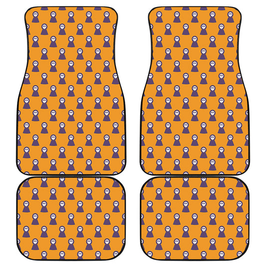 Halloween Grim Reaper Pattern Print Front and Back Car Floor Mats