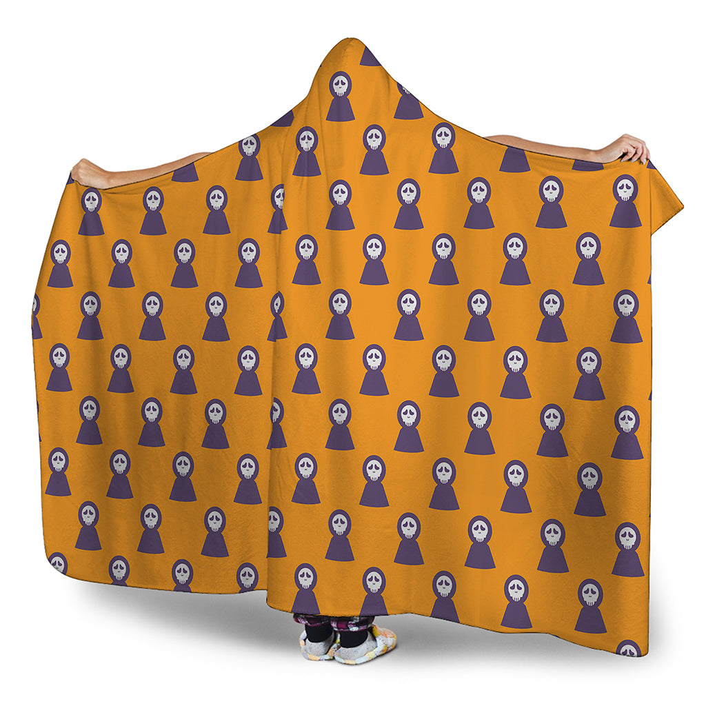 Halloween Grim Reaper Pattern Print Hooded Blanket