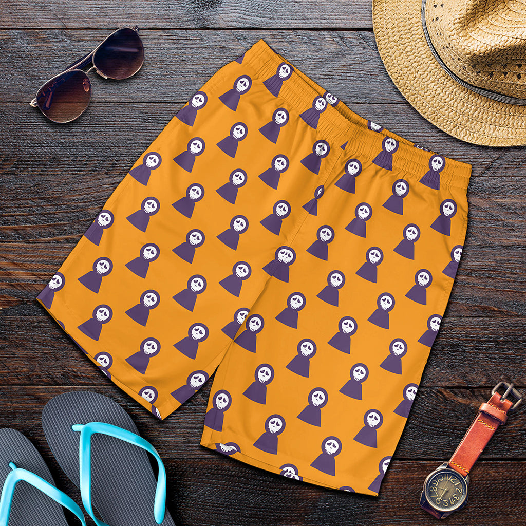 Halloween Grim Reaper Pattern Print Men's Shorts