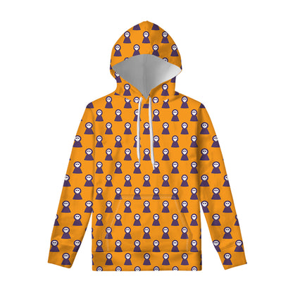 Halloween Grim Reaper Pattern Print Pullover Hoodie
