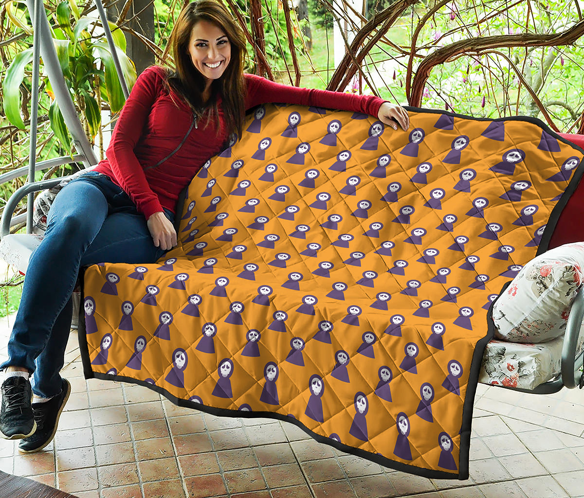 Halloween Grim Reaper Pattern Print Quilt