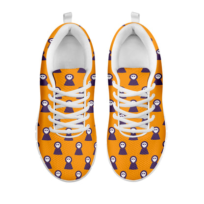 Halloween Grim Reaper Pattern Print White Sneakers