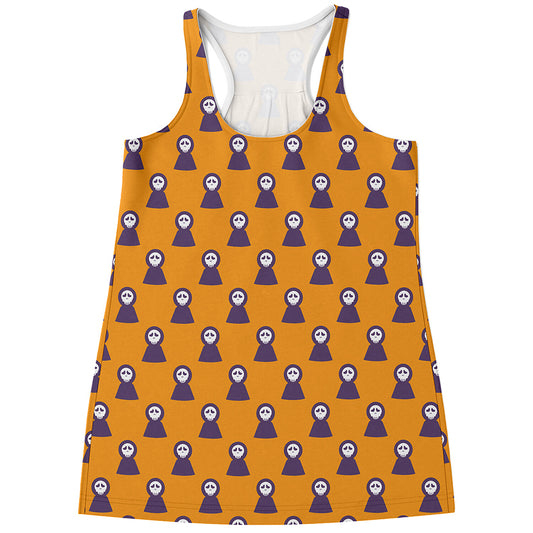 Halloween Grim Reaper Pattern Print Women's Racerback Tank Top