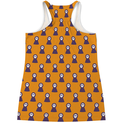 Halloween Grim Reaper Pattern Print Women's Racerback Tank Top