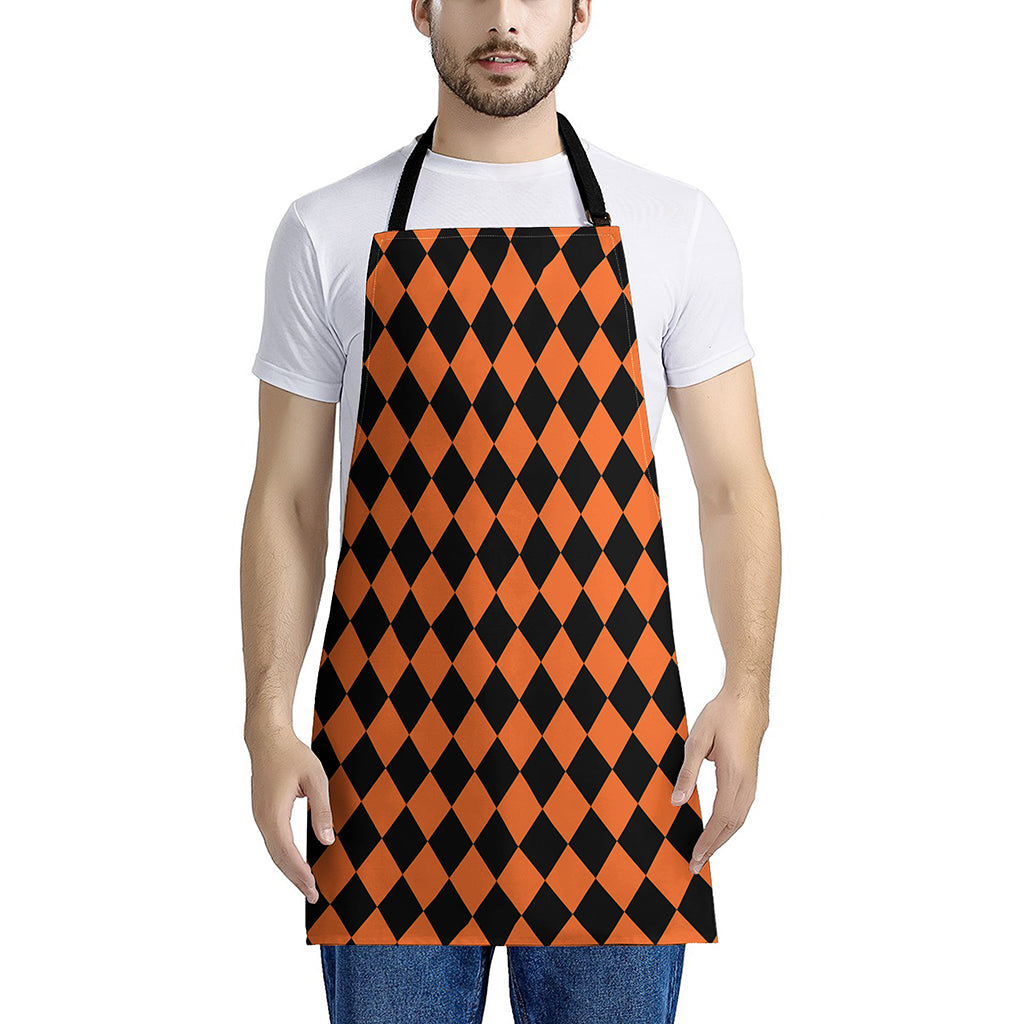 Halloween Harlequin Pattern Print Apron