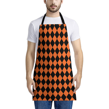 Halloween Harlequin Pattern Print Apron