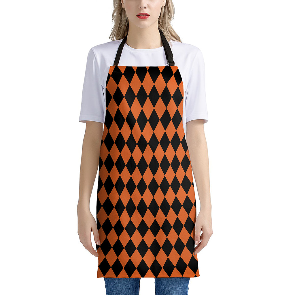 Halloween Harlequin Pattern Print Apron