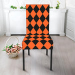 Halloween Harlequin Pattern Print Dining Chair Slipcover