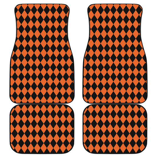Halloween Harlequin Pattern Print Front and Back Car Floor Mats