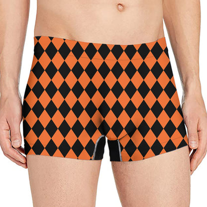 Halloween Harlequin Pattern Print Men's Boxer Briefs