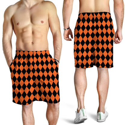 Halloween Harlequin Pattern Print Men's Shorts