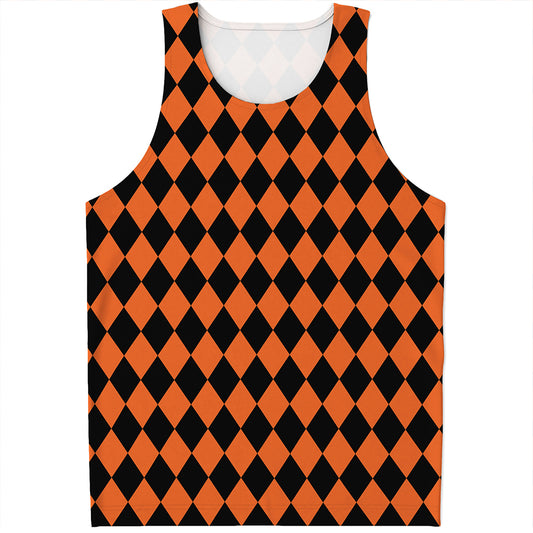 Halloween Harlequin Pattern Print Men's Tank Top