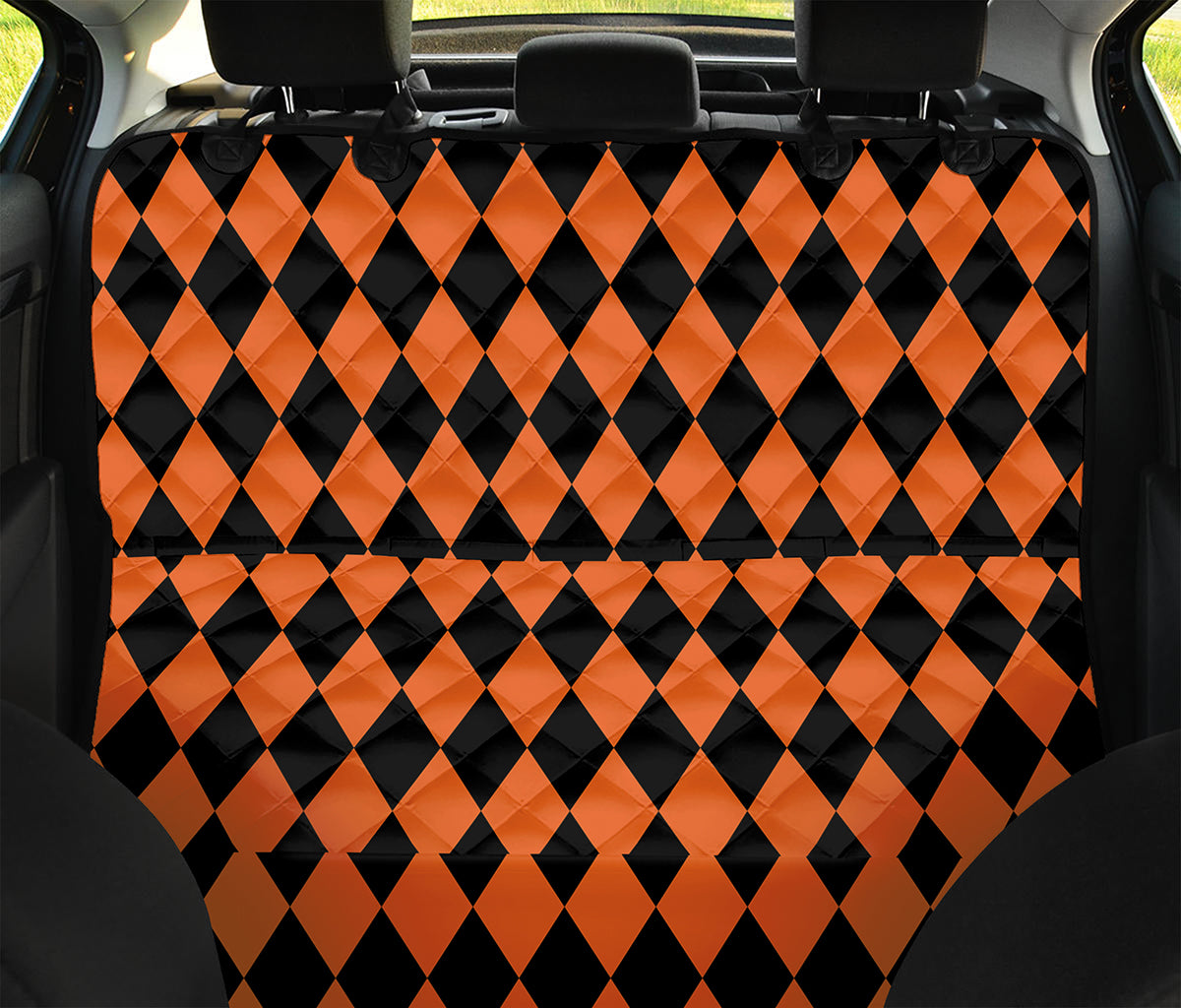 Halloween Harlequin Pattern Print Pet Car Back Seat Cover