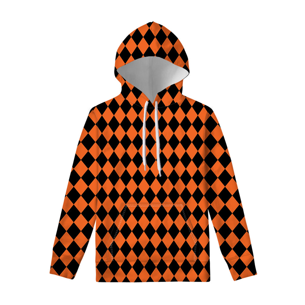 Halloween Harlequin Pattern Print Pullover Hoodie
