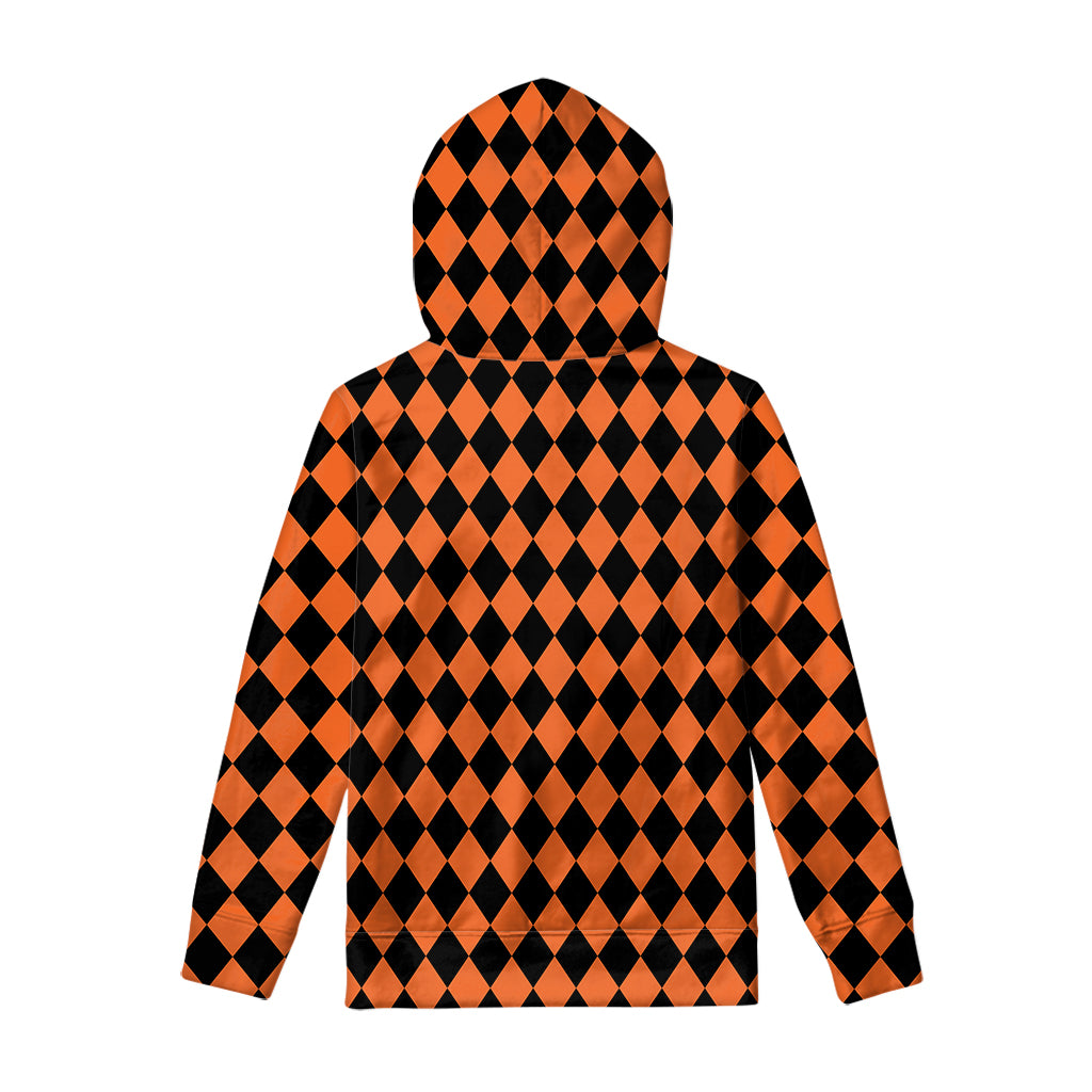 Halloween Harlequin Pattern Print Pullover Hoodie