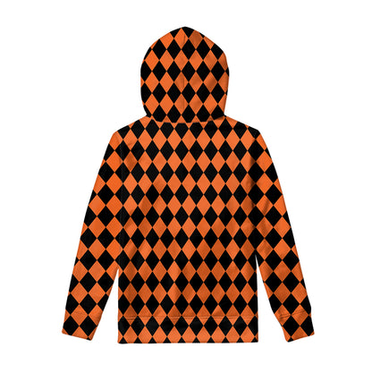 Halloween Harlequin Pattern Print Pullover Hoodie