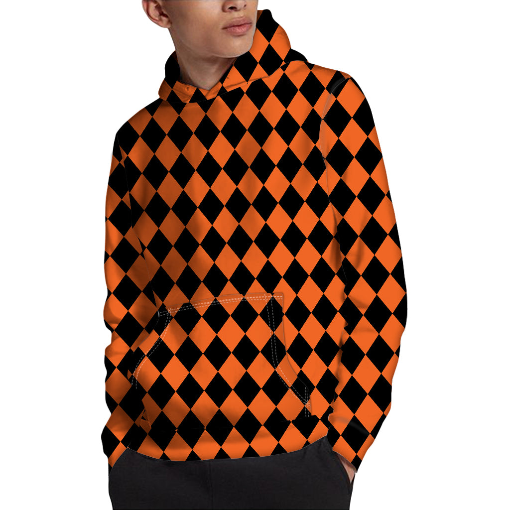 Halloween Harlequin Pattern Print Pullover Hoodie