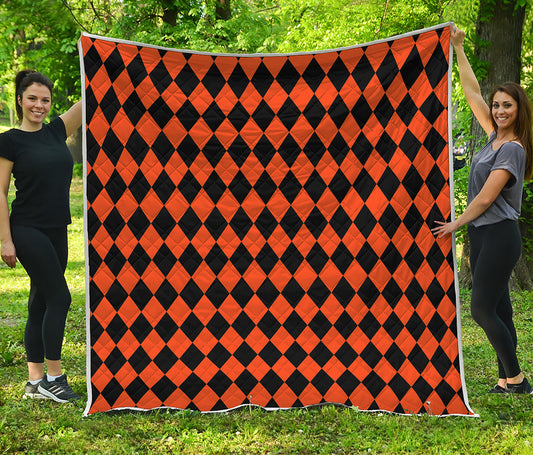 Halloween Harlequin Pattern Print Quilt